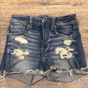 American Eagle Outfitters Blue Distressed Jean Shorts